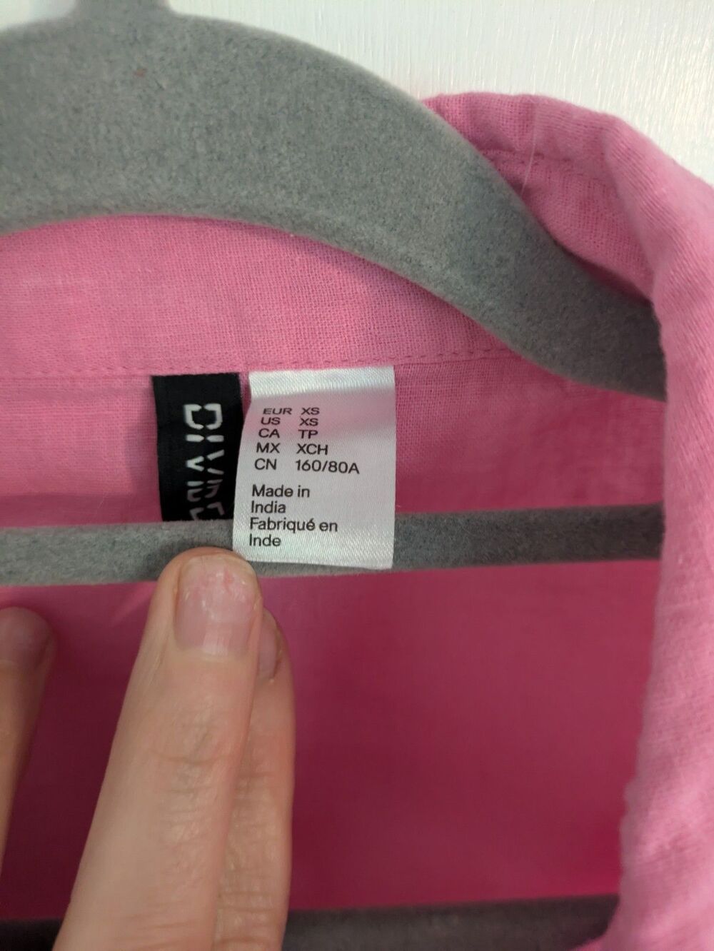 H&M HM Linen Blend Button Down Shirt XS Pink Oversized Lagenlook Beach Coverup - Picture 5 of 9